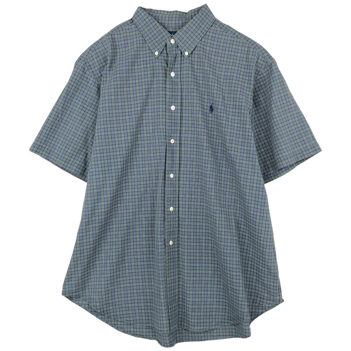 Ralph Lauren Classic Fit short sleeve button down check shirt, men's size XL cotton green type Vintage Second Hand