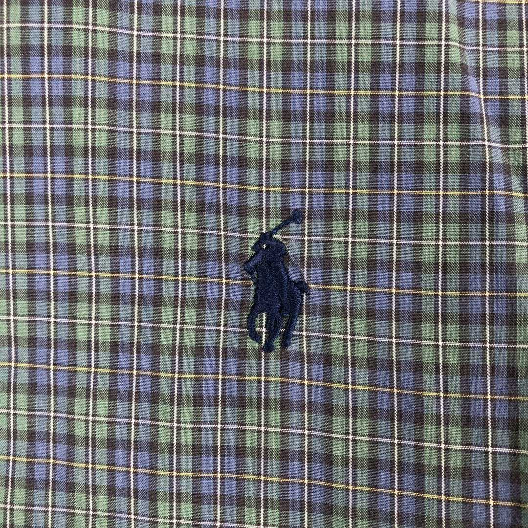 Ralph Lauren Classic Fit short sleeve button down check shirt, men's size XL cotton green type Vintage Second Hand