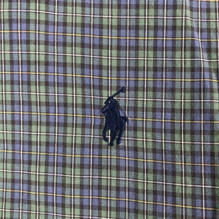 Ralph Lauren Classic Fit short sleeve button down check shirt, men's size XL cotton green type Vintage Second Hand