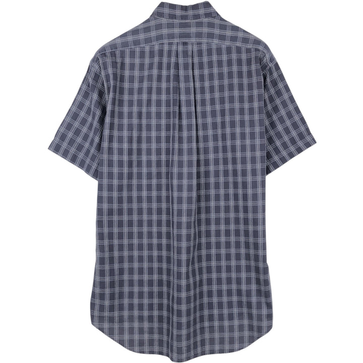 Ralph Lauren BLAKE short sleeve button down check shirt, men's size M cotton navy blue type Vintage Second Hand
