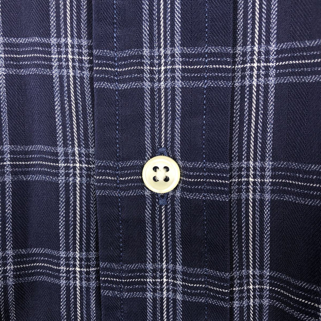 Ralph Lauren BLAKE short sleeve button down check shirt, men's size M cotton navy blue type Vintage Second Hand