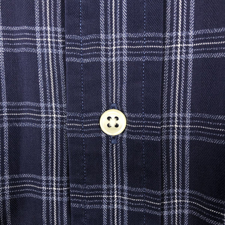 Ralph Lauren BLAKE short sleeve button down check shirt, men's size M cotton navy blue type Vintage Second Hand