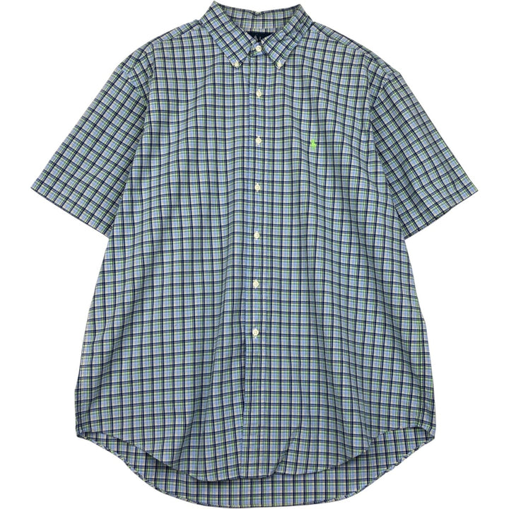 Ralph Lauren Classic Fit Short Sleeve Button Down Check Shirt Men's XL cotton Blue type light blue Vintage Second Hand