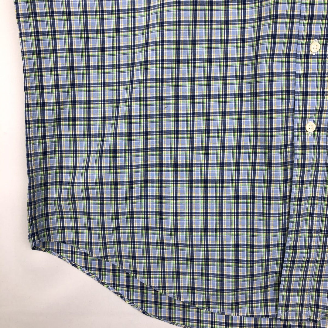 Ralph Lauren Classic Fit Short Sleeve Button Down Check Shirt Men's XL cotton Blue type light blue Vintage Second Hand