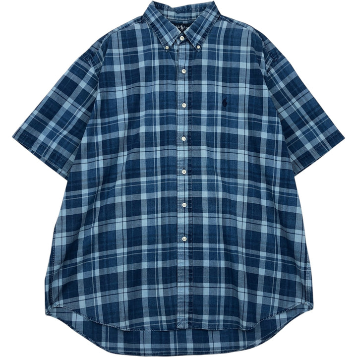 Ralph Lauren BLAKE short sleeve button down check shirt men's XL size cotton blue type Vintage Second Hand