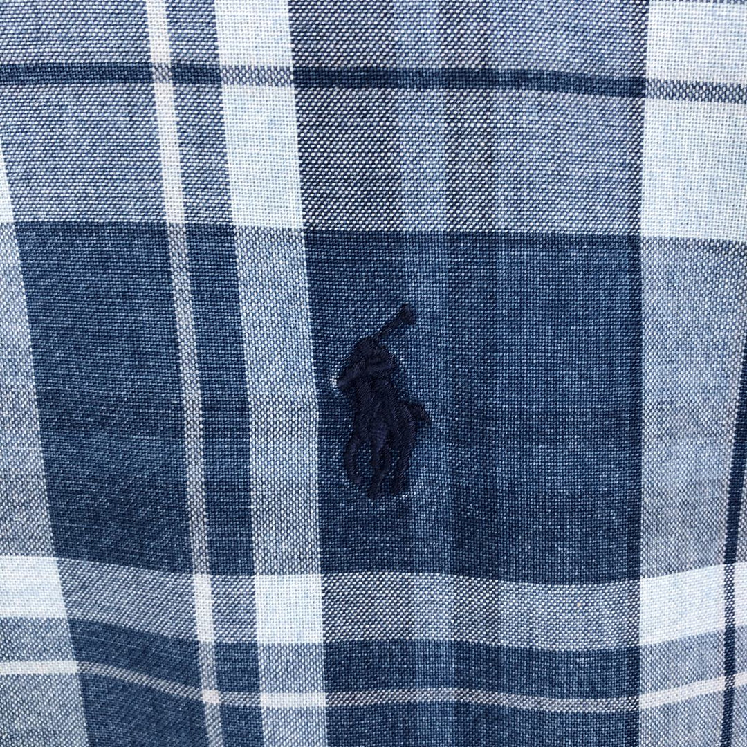 Ralph Lauren BLAKE short sleeve button down check shirt men's XL size cotton blue type Vintage Second Hand