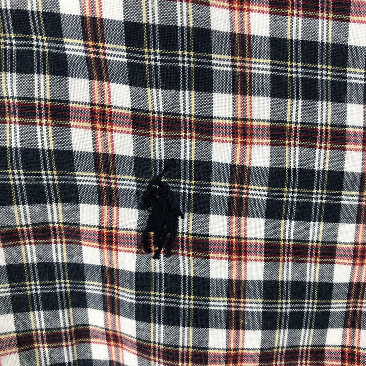 Ralph Lauren BLAKE short sleeve button down check shirt, men's size M cotton navy blue type Vintage Second Hand