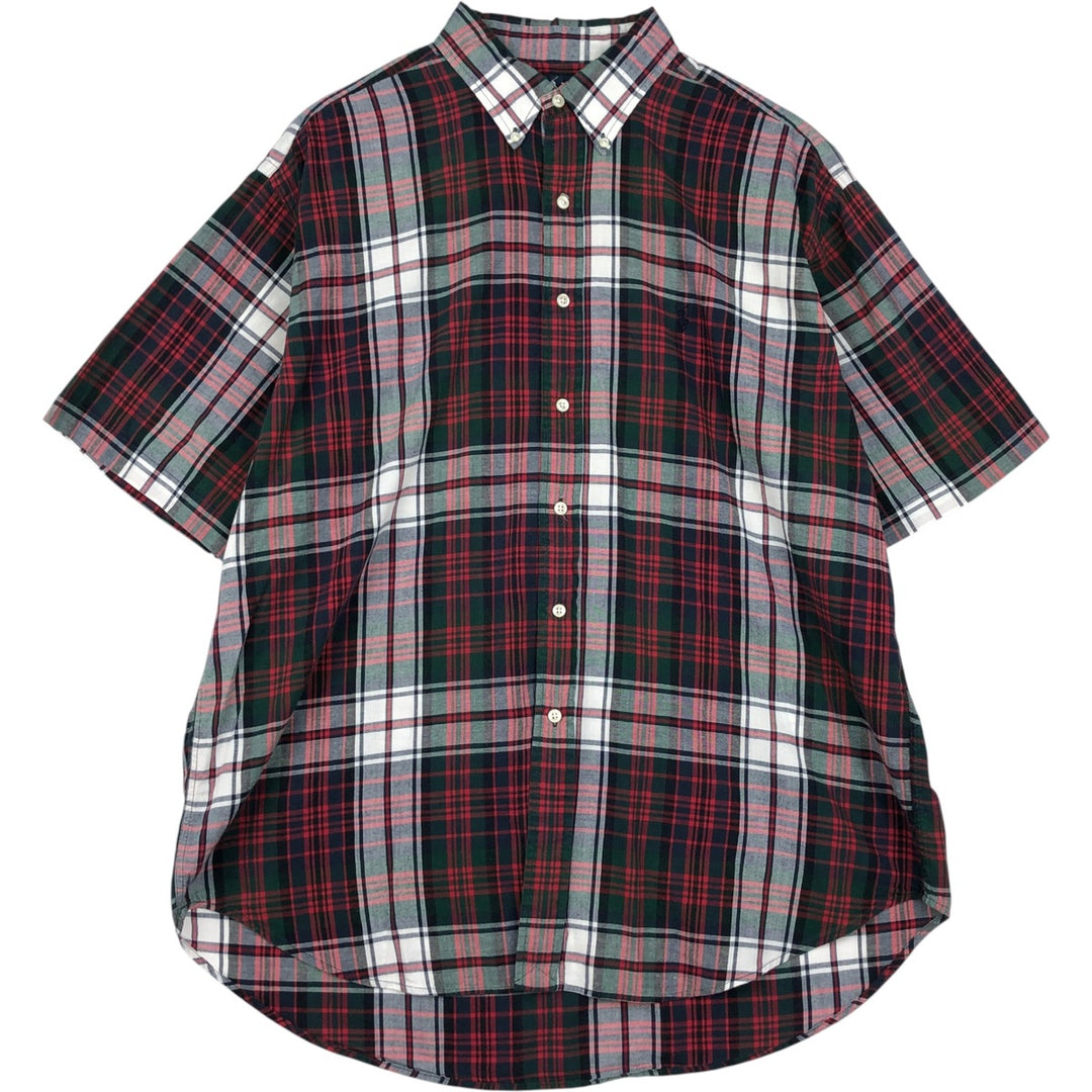Ralph Lauren BLAKE Tartan Check Short-Sleeve Button-Down Check Shirt, Men's Size XL (approx.) cotton red type Vintage Second Hand