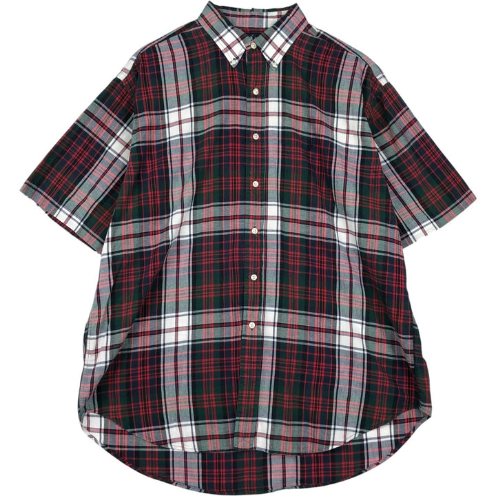 Ralph Lauren BLAKE Tartan Check Short-Sleeve Button-Down Check Shirt, Men's Size XL (approx.) cotton red type Vintage Second Hand