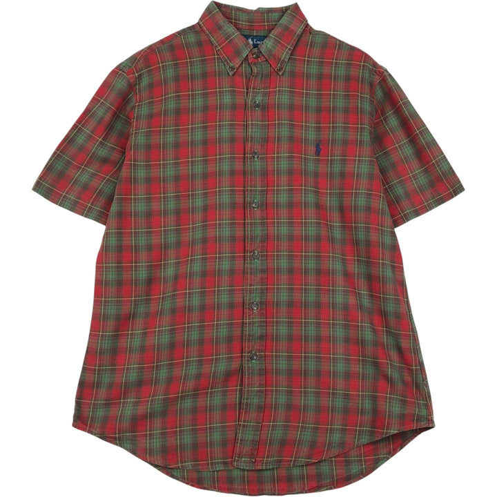 Ralph Lauren CUSTOM FIT short sleeve button down check shirt men's size L cotton red type Vintage Second Hand