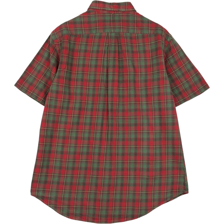Ralph Lauren CUSTOM FIT short sleeve button down check shirt men's size L cotton red type Vintage Second Hand
