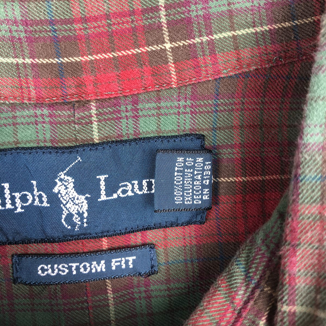 Ralph Lauren CUSTOM FIT short sleeve button down check shirt men's size L cotton red type Vintage Second Hand