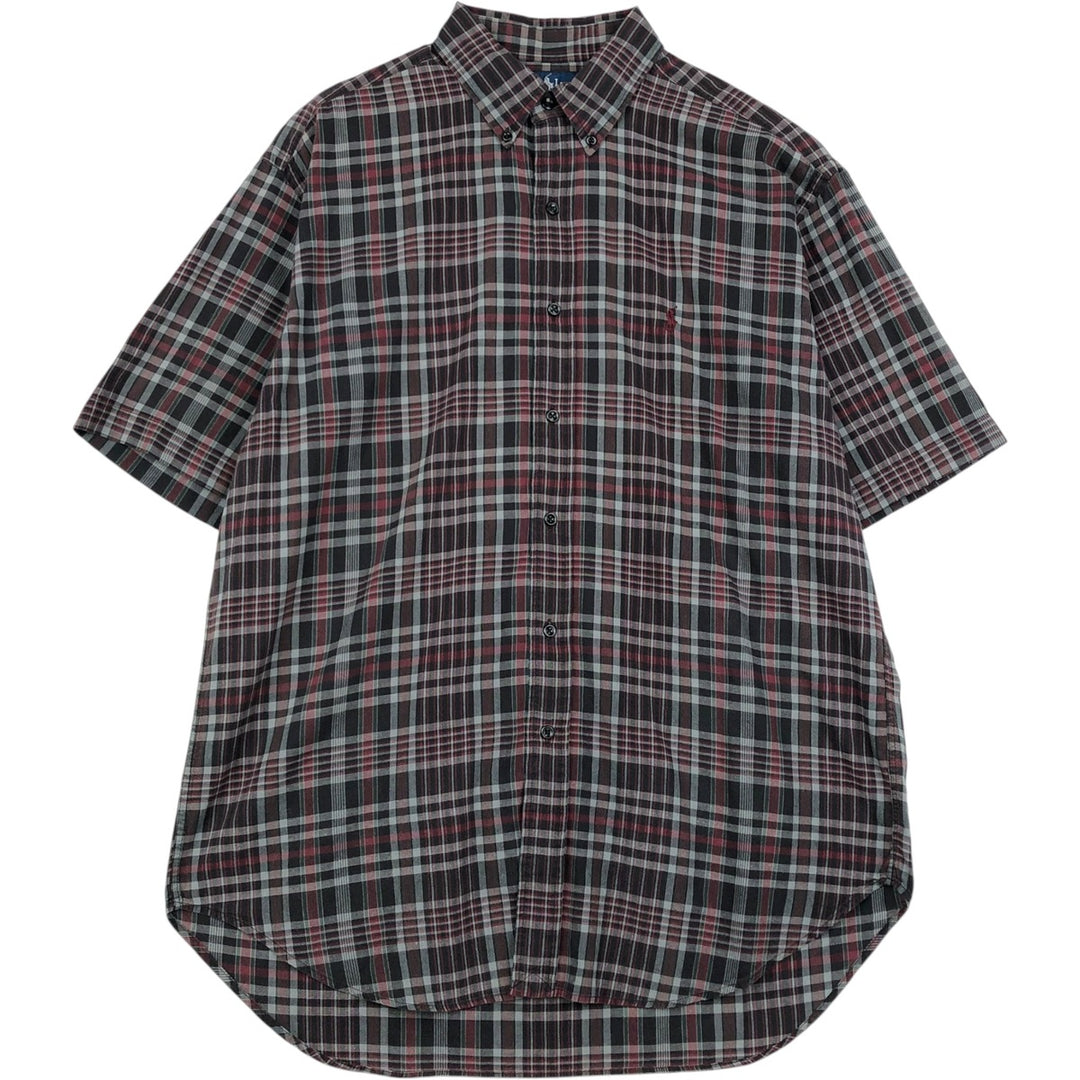 Ralph Lauren BLAKE short sleeve button down check shirt, men's size L cotton black type Vintage Second Hand