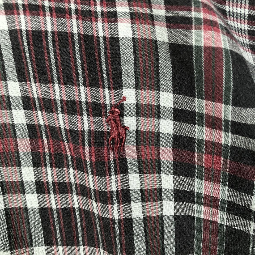 Ralph Lauren BLAKE short sleeve button down check shirt, men's size L cotton black type Vintage Second Hand