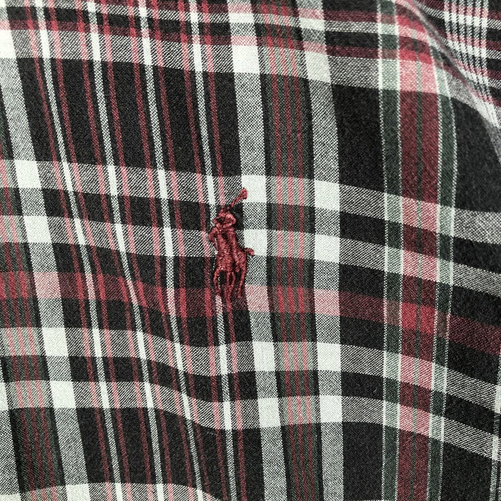 Ralph Lauren BLAKE short sleeve button down check shirt, men's size L cotton black type Vintage Second Hand