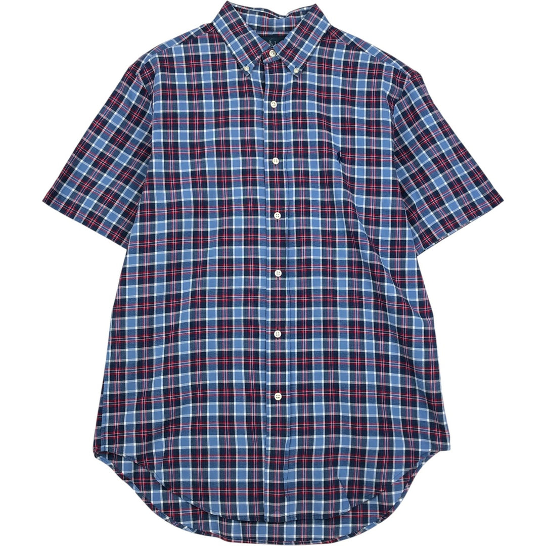 Ralph Lauren Classic Fit short sleeve button down check shirt, men's size M cotton blue type Vintage Second Hand