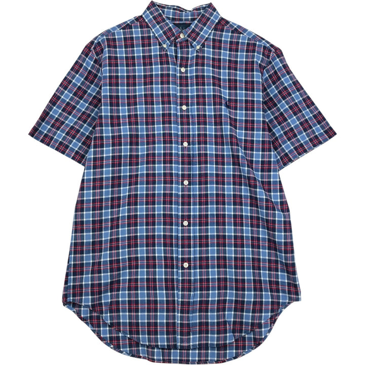 Ralph Lauren Classic Fit short sleeve button down check shirt, men's size M cotton blue type Vintage Second Hand