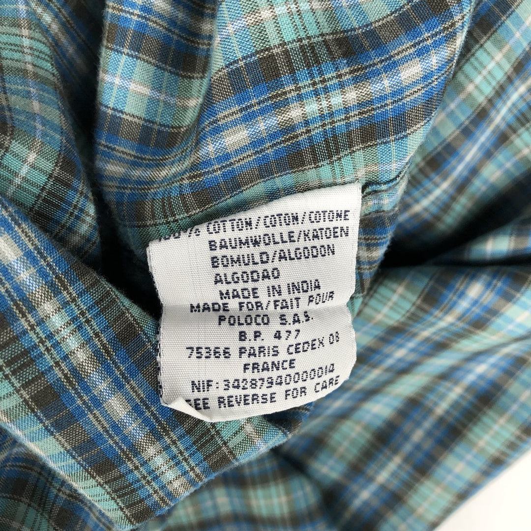 Ralph Lauren BLAKE short sleeve button down check shirt, men's size L cotton green type Vintage Second Hand