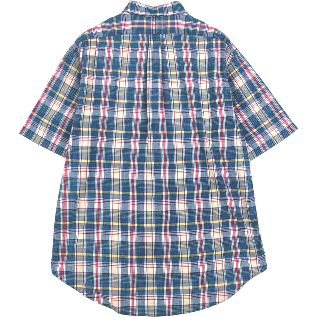 Ralph Lauren BLAKE short sleeve button down check shirt, men's size L cotton blue type Vintage Second Hand