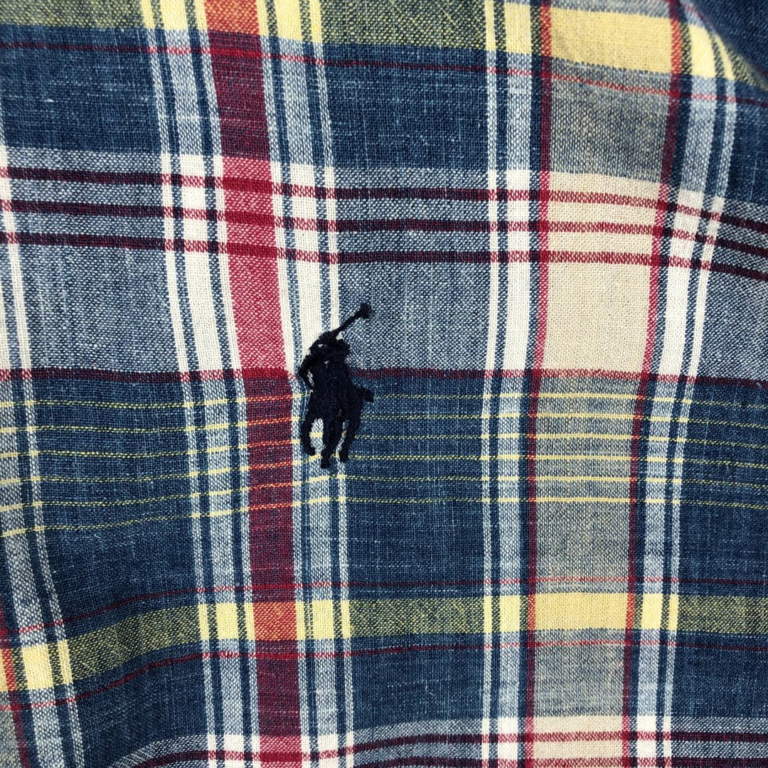 Ralph Lauren BLAKE short sleeve button down check shirt, men's size L cotton blue type Vintage Second Hand