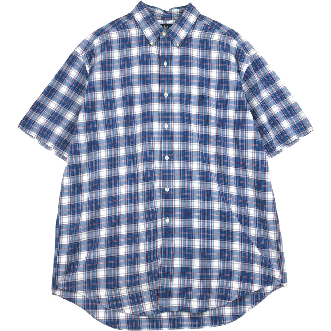 Ralph Lauren BLAKE short sleeve button down check shirt men's XL size cotton blue type Vintage Second Hand