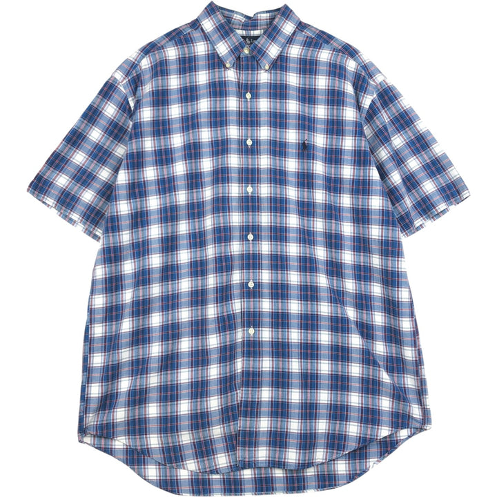 Ralph Lauren BLAKE short sleeve button down check shirt men's XL size cotton blue type Vintage Second Hand