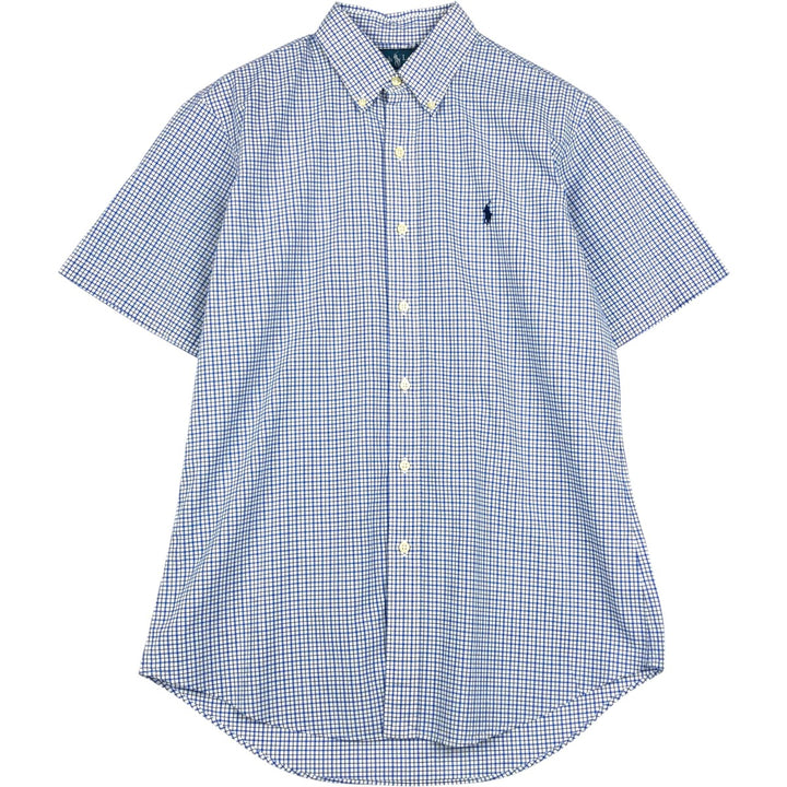 Ralph Lauren CUSTOM FIT short sleeve button down check shirt men's M size cotton Blue type light blue Vintage Second Hand