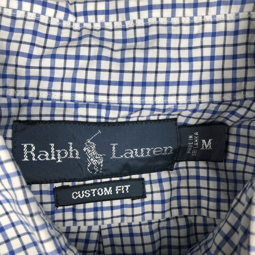 Ralph Lauren CUSTOM FIT short sleeve button down check shirt men's M size cotton Blue type light blue Vintage Second Hand