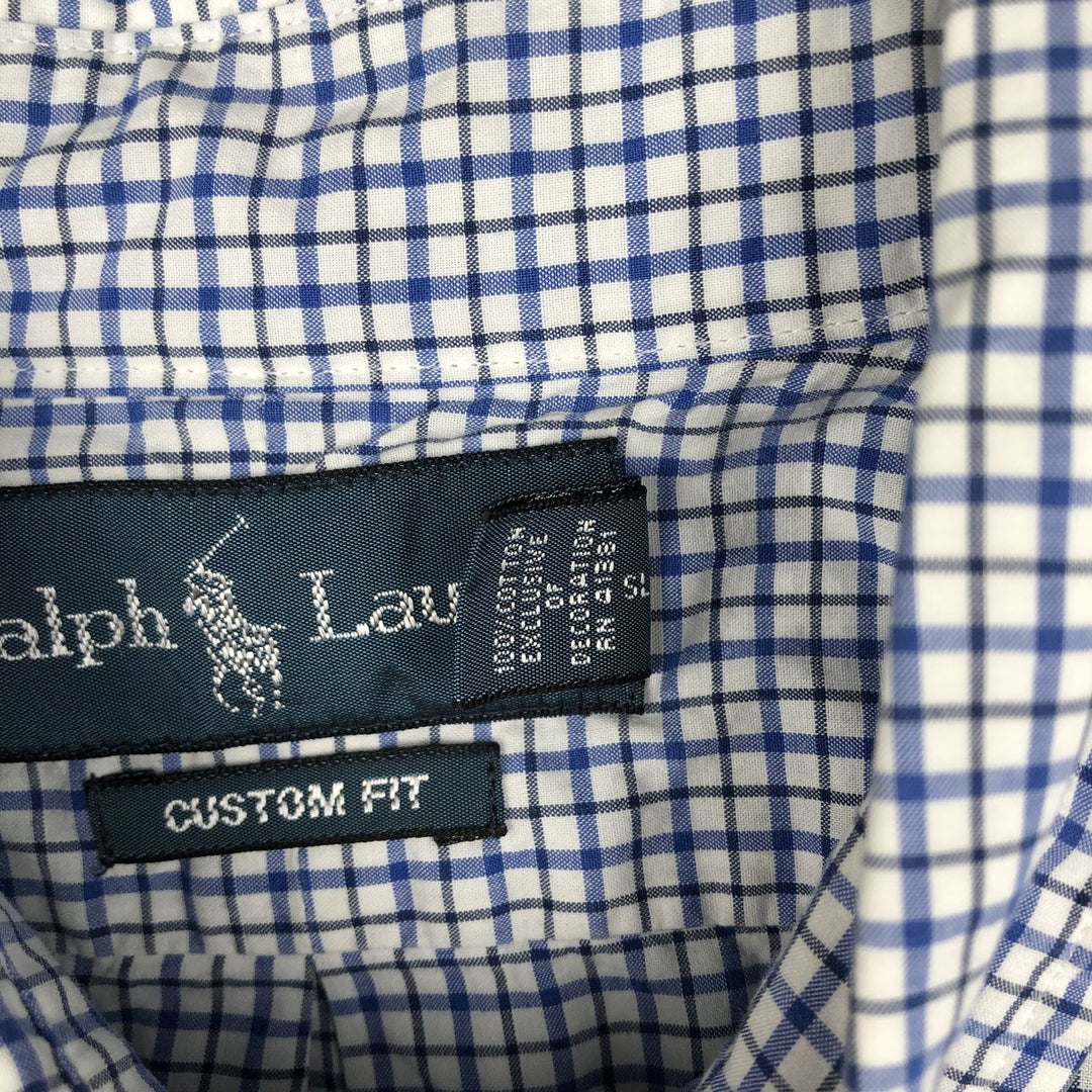 Ralph Lauren CUSTOM FIT short sleeve button down check shirt men's M size cotton Blue type light blue Vintage Second Hand