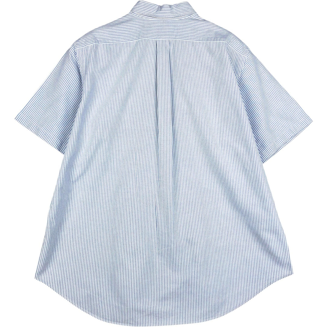 Ralph Lauren Classic Fit short sleeve button down striped shirt, men's XL size cotton Blue type light blue Vintage Second Hand