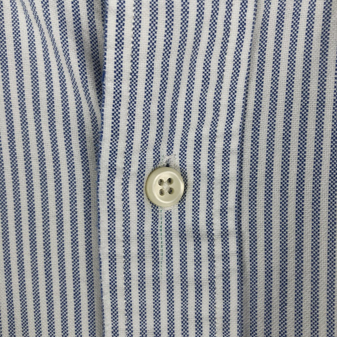 Ralph Lauren Classic Fit short sleeve button down striped shirt, men's XL size cotton Blue type light blue Vintage Second Hand