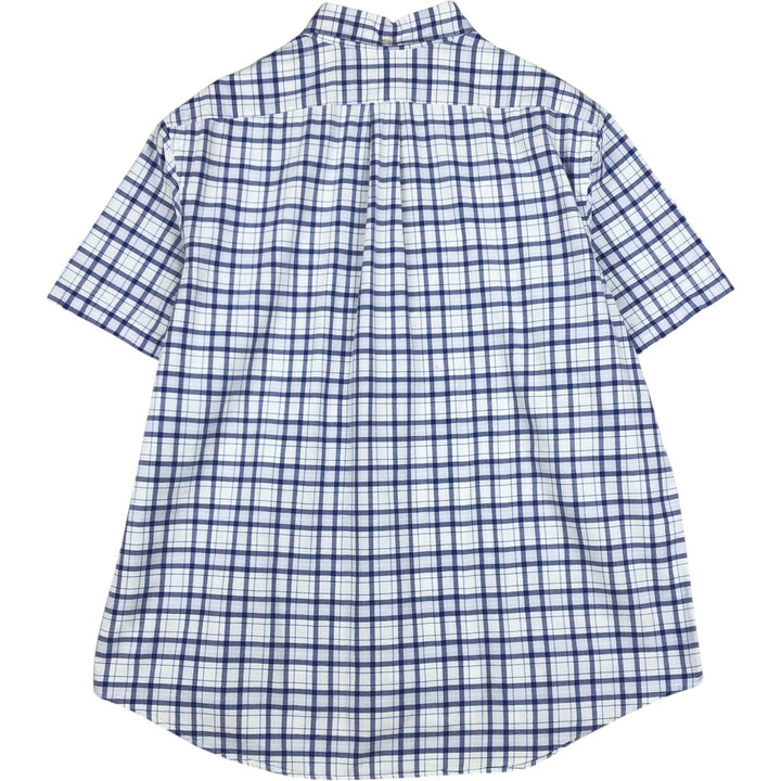 Ralph Lauren short sleeve button down check shirt for men, equivalent to XXL cotton white type Vintage Second Hand