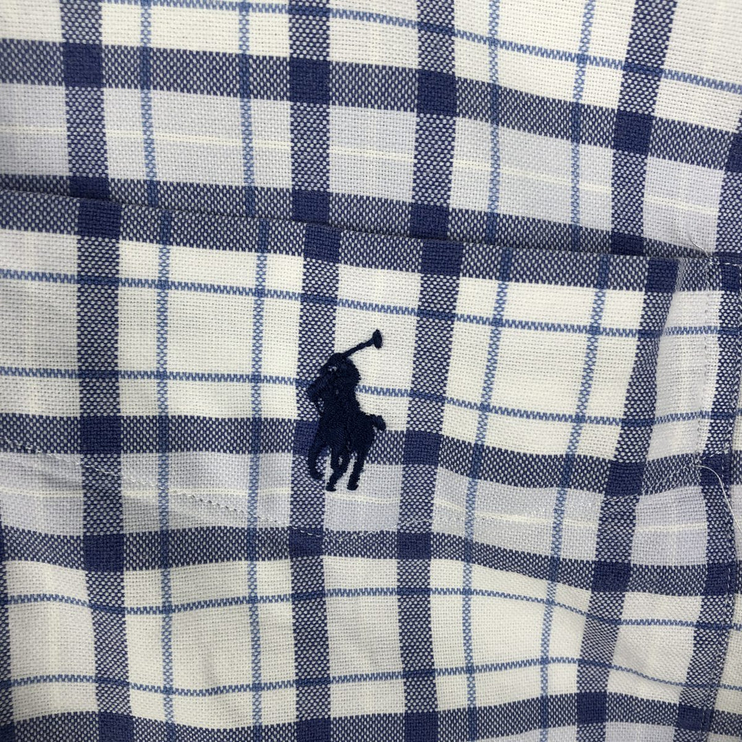 Ralph Lauren short sleeve button down check shirt for men, equivalent to XXL cotton white type Vintage Second Hand