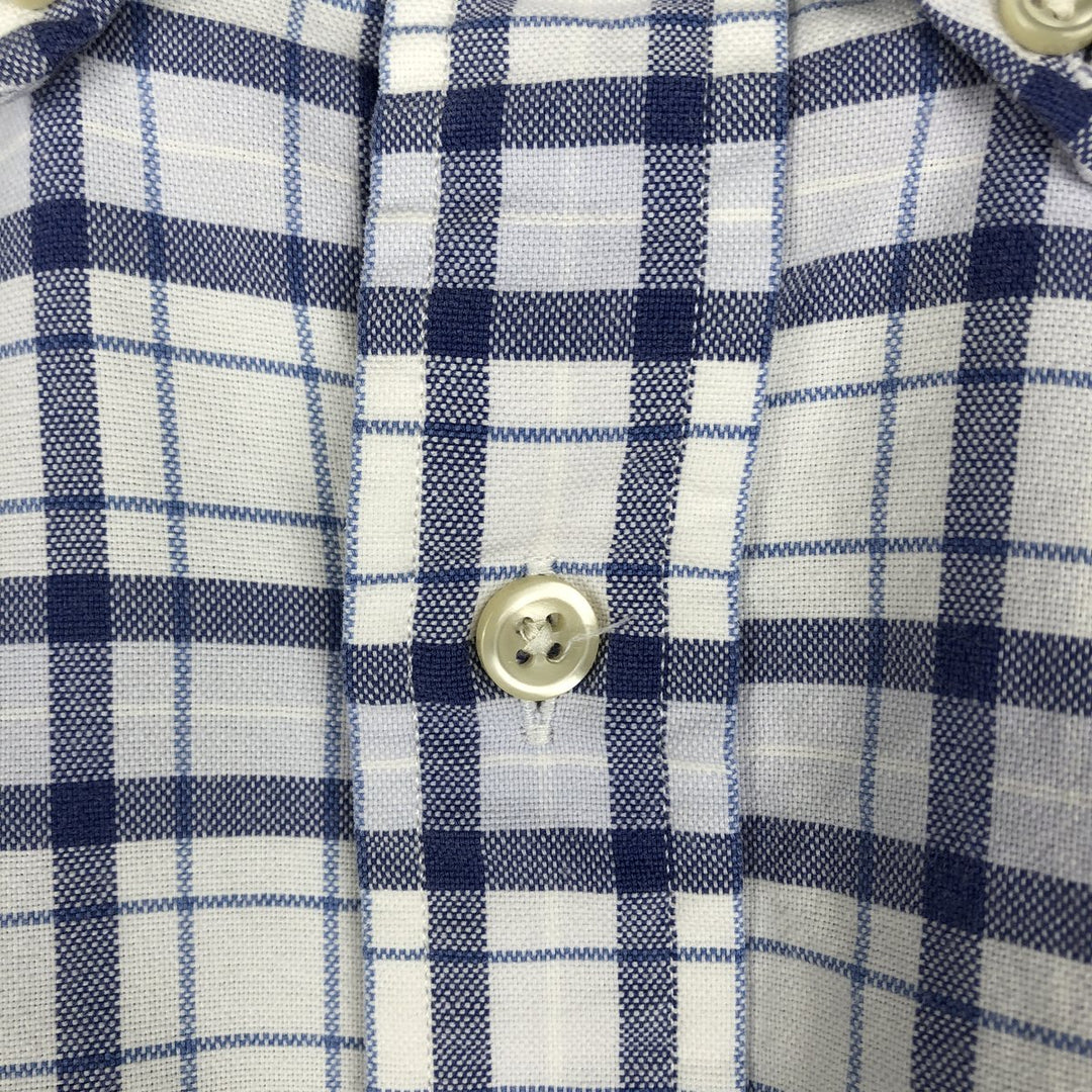 Ralph Lauren short sleeve button down check shirt for men, equivalent to XXL cotton white type Vintage Second Hand