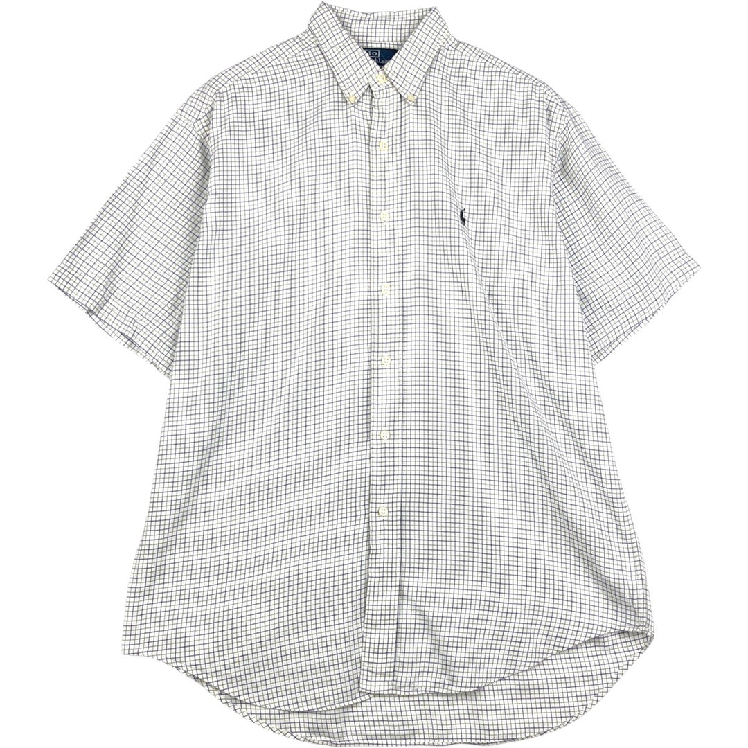 Ralph Lauren BLAKE short sleeve button down check shirt, men's size M cotton white type Vintage Second Hand