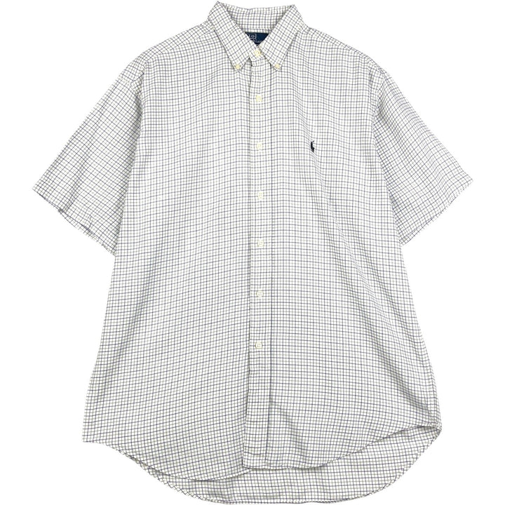 Ralph Lauren BLAKE short sleeve button down check shirt, men's size M cotton white type Vintage Second Hand
