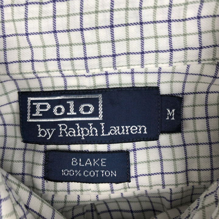 Ralph Lauren BLAKE short sleeve button down check shirt, men's size M cotton white type Vintage Second Hand