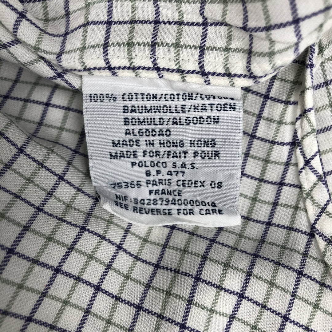 Ralph Lauren BLAKE short sleeve button down check shirt, men's size M cotton white type Vintage Second Hand