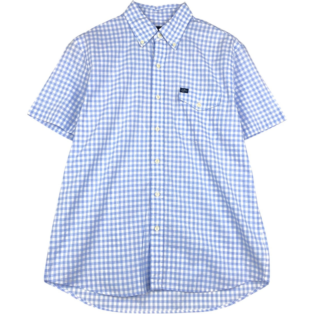 Ralph Lauren Classic Fit short sleeve button down check shirt, men's size M cotton Blue type light blue Vintage Second Hand