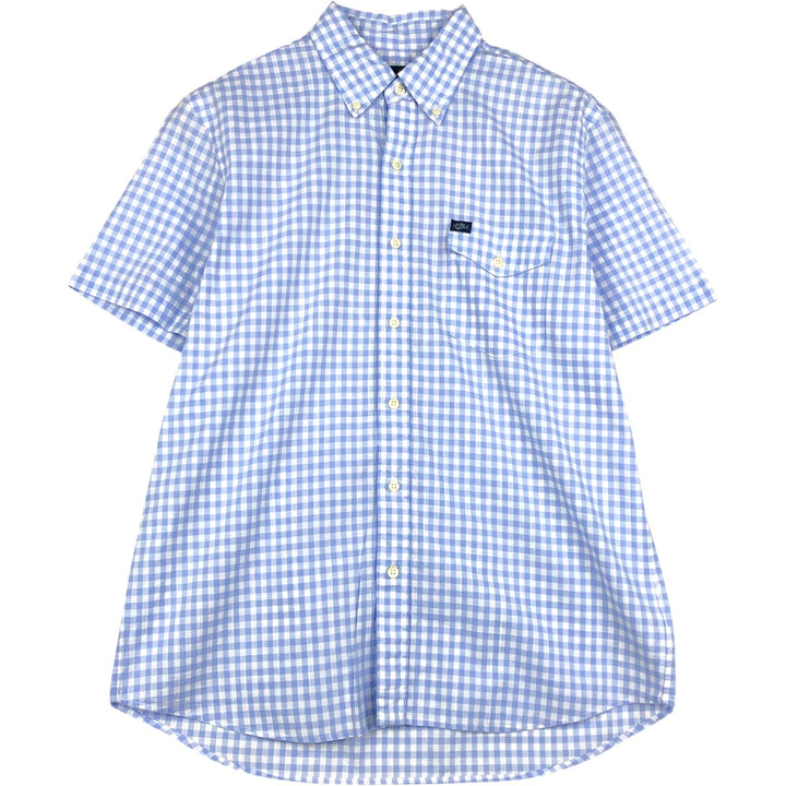 Ralph Lauren Classic Fit short sleeve button down check shirt, men's size M cotton Blue type light blue Vintage Second Hand