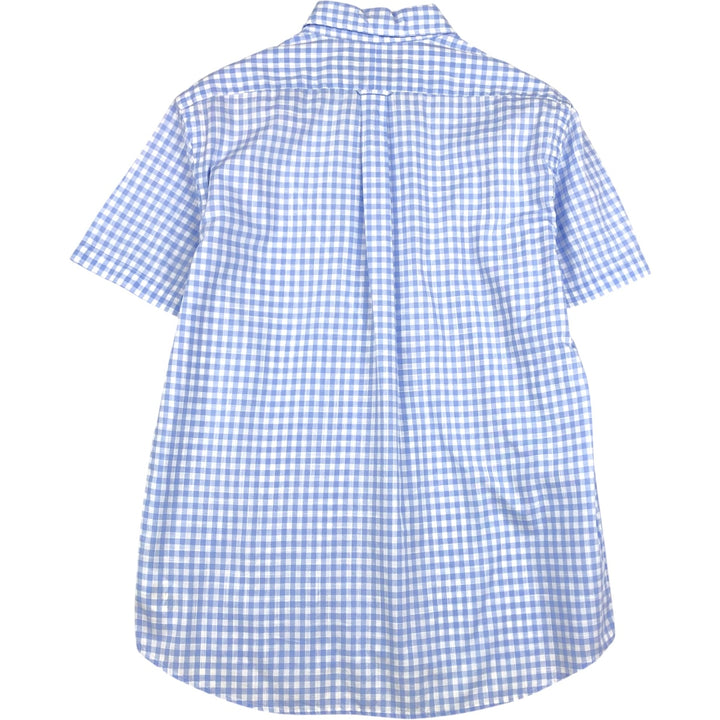 Ralph Lauren Classic Fit short sleeve button down check shirt, men's size M cotton Blue type light blue Vintage Second Hand