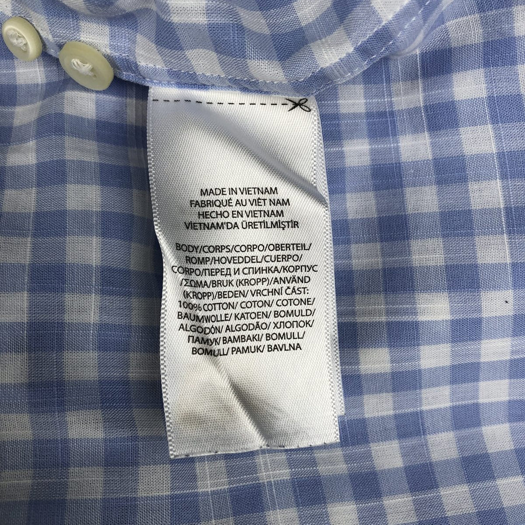 Ralph Lauren Classic Fit short sleeve button down check shirt, men's size M cotton Blue type light blue Vintage Second Hand