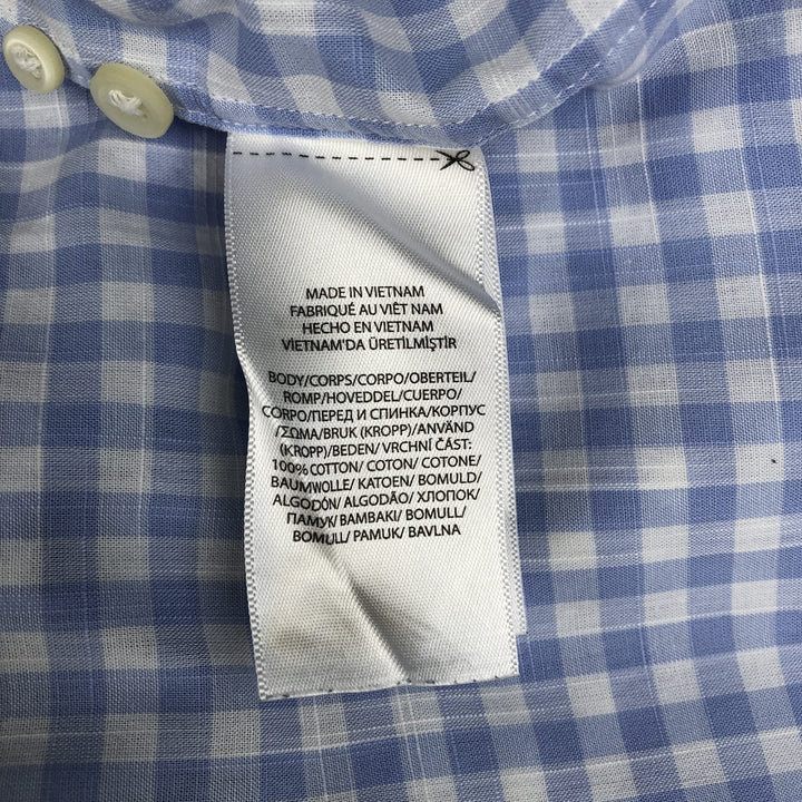 Ralph Lauren Classic Fit short sleeve button down check shirt, men's size M cotton Blue type light blue Vintage Second Hand