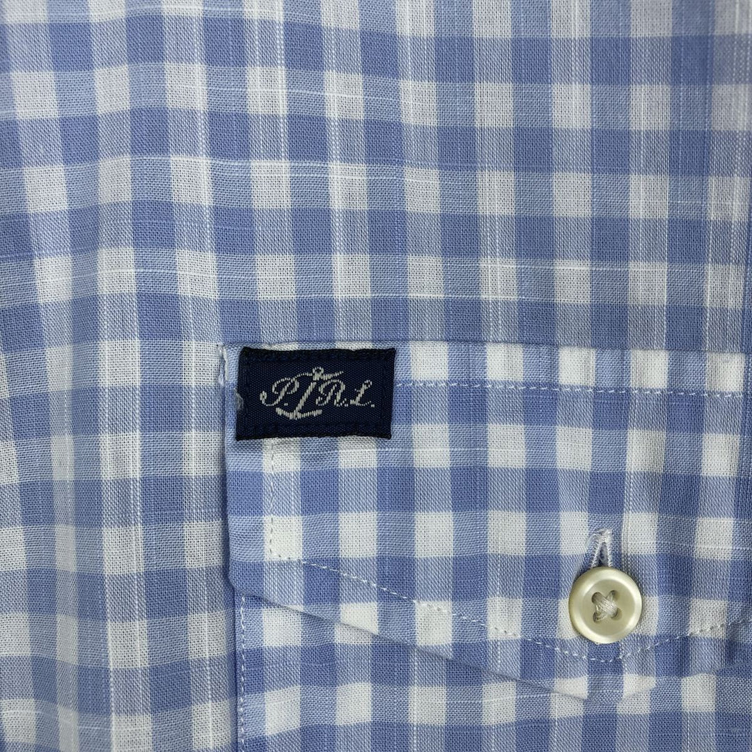 Ralph Lauren Classic Fit short sleeve button down check shirt, men's size M cotton Blue type light blue Vintage Second Hand