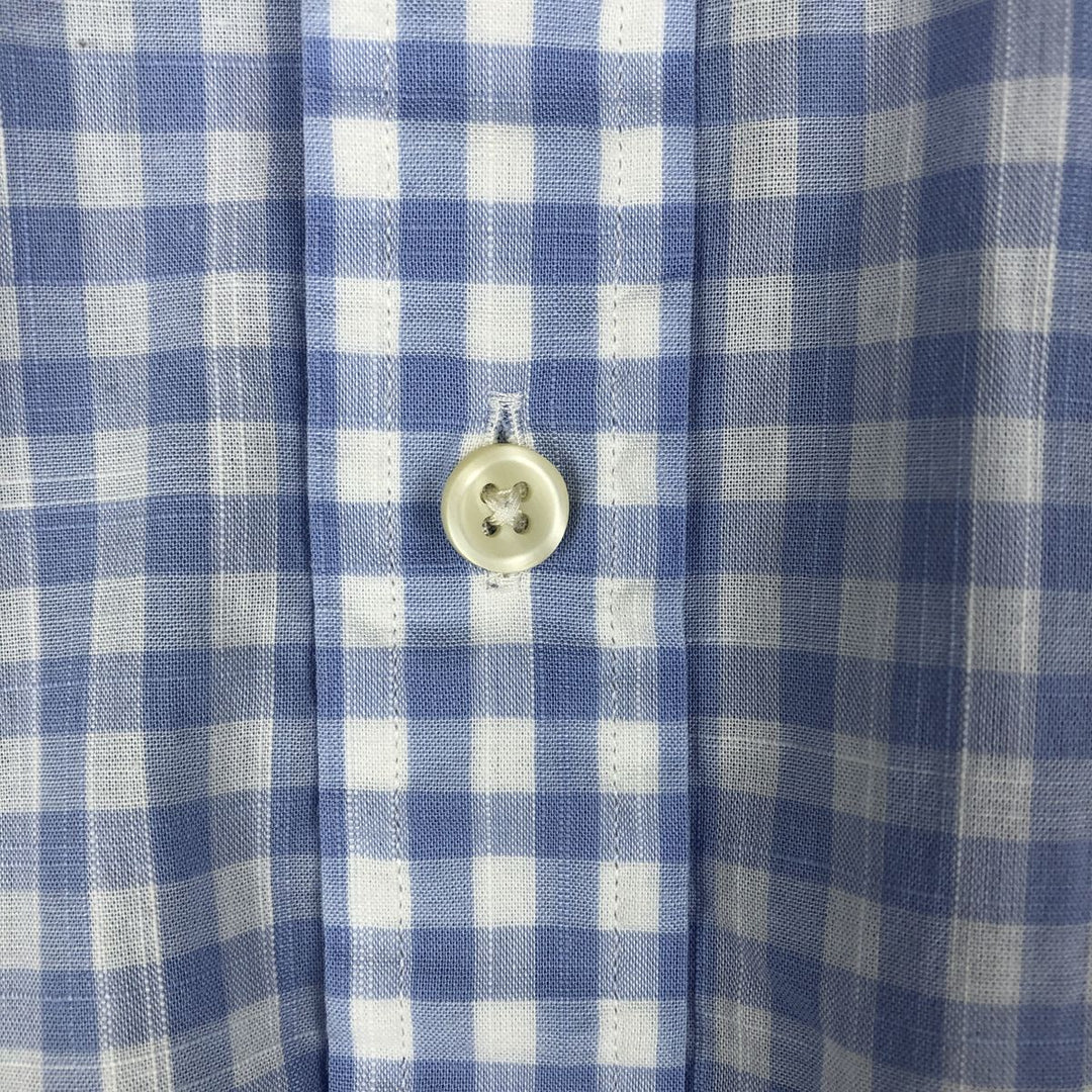 Ralph Lauren Classic Fit short sleeve button down check shirt, men's size M cotton Blue type light blue Vintage Second Hand