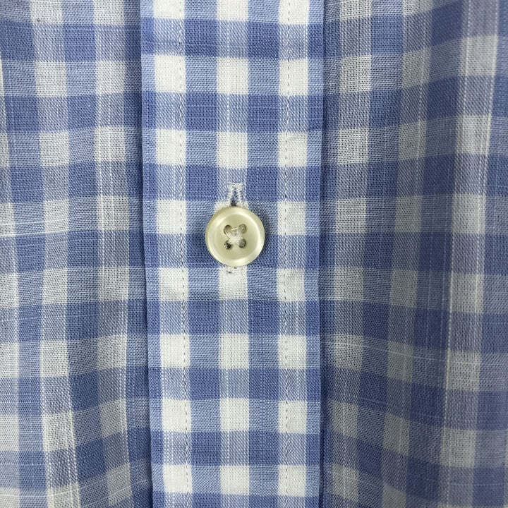 Ralph Lauren Classic Fit short sleeve button down check shirt, men's size M cotton Blue type light blue Vintage Second Hand