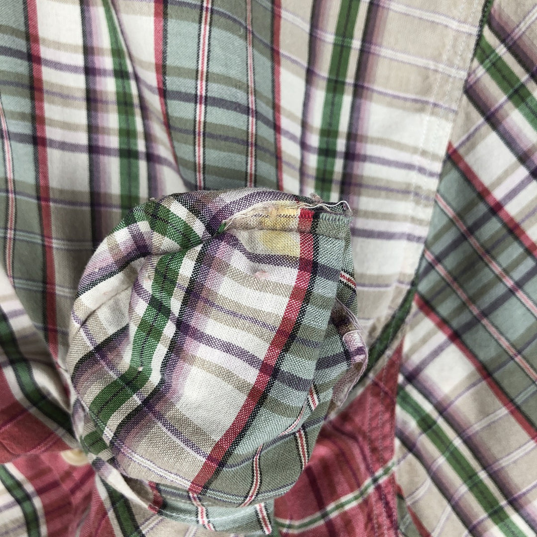 Ralph Lauren POLO by Ralph Lauren short sleeve cotton check shirt, men's XXL size cotton Beige type Vintage Second Hand
