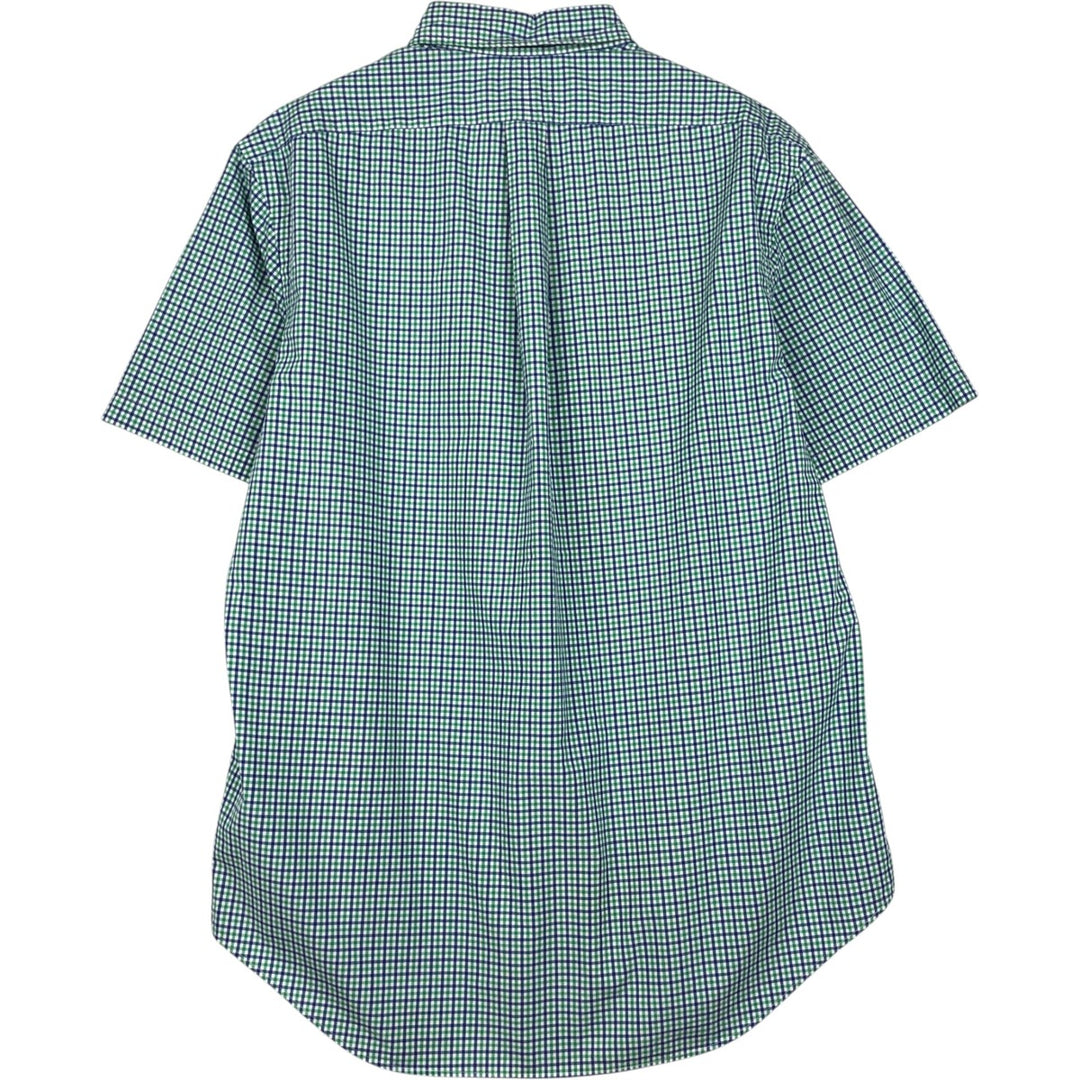 Ralph Lauren short sleeve button down check shirt, men's size L cotton blue type Vintage Second Hand