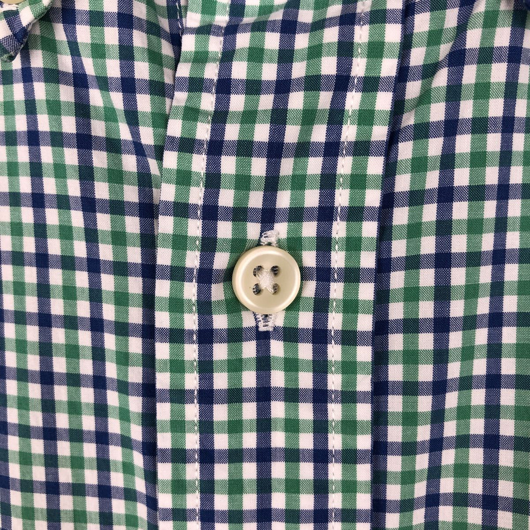 Ralph Lauren short sleeve button down check shirt, men's size L cotton blue type Vintage Second Hand