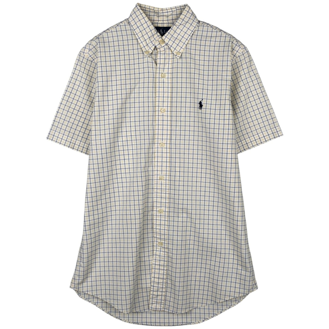 Ralph Lauren CUSTOM FIT Short-Sleeve Button-Down Check Shirt, Men's Size S (approx.) cotton yellow type Vintage Second Hand